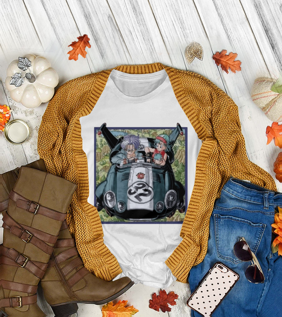 Dragon Ball Z Capsule Corp Adventure Trunks and Bulma Car Ride T-Shirt