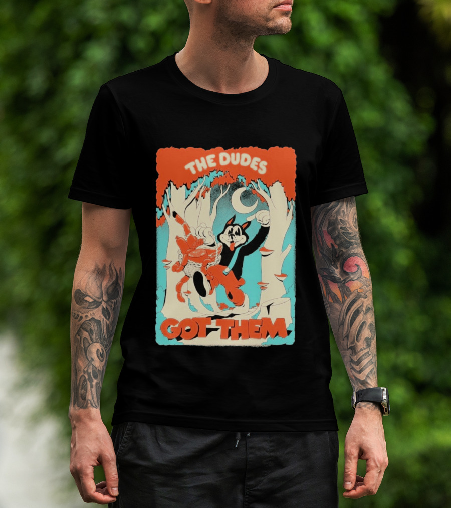 The Dudes Got Them Big Black Wolf In Forest Adventure T-Shirt