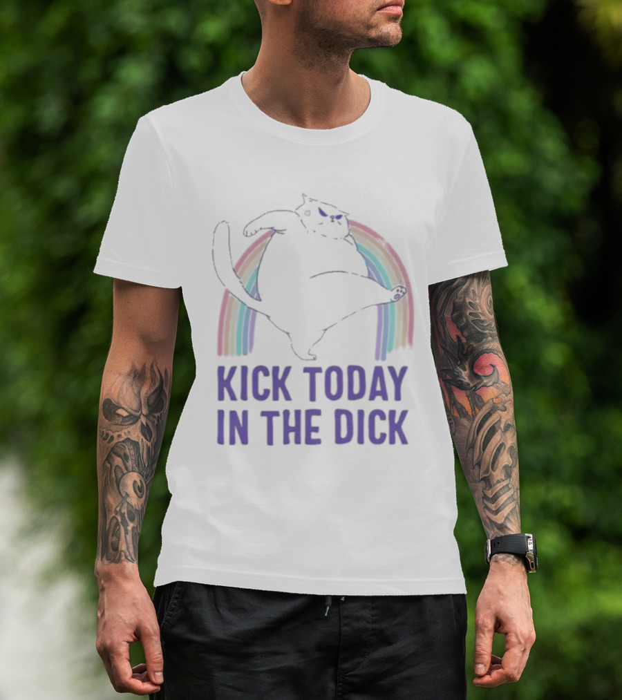 Kick Today In The Dick Rainbow Cat T-Shirt