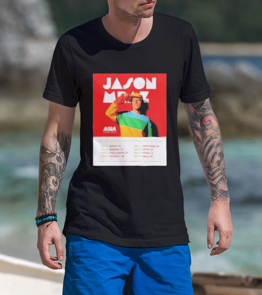 Jason Mraz Asia Tour Manila Bangkok Kuala Lumpur Taipei Hong Kong Tokyo Osaka Seoul 2026 T-Shirt