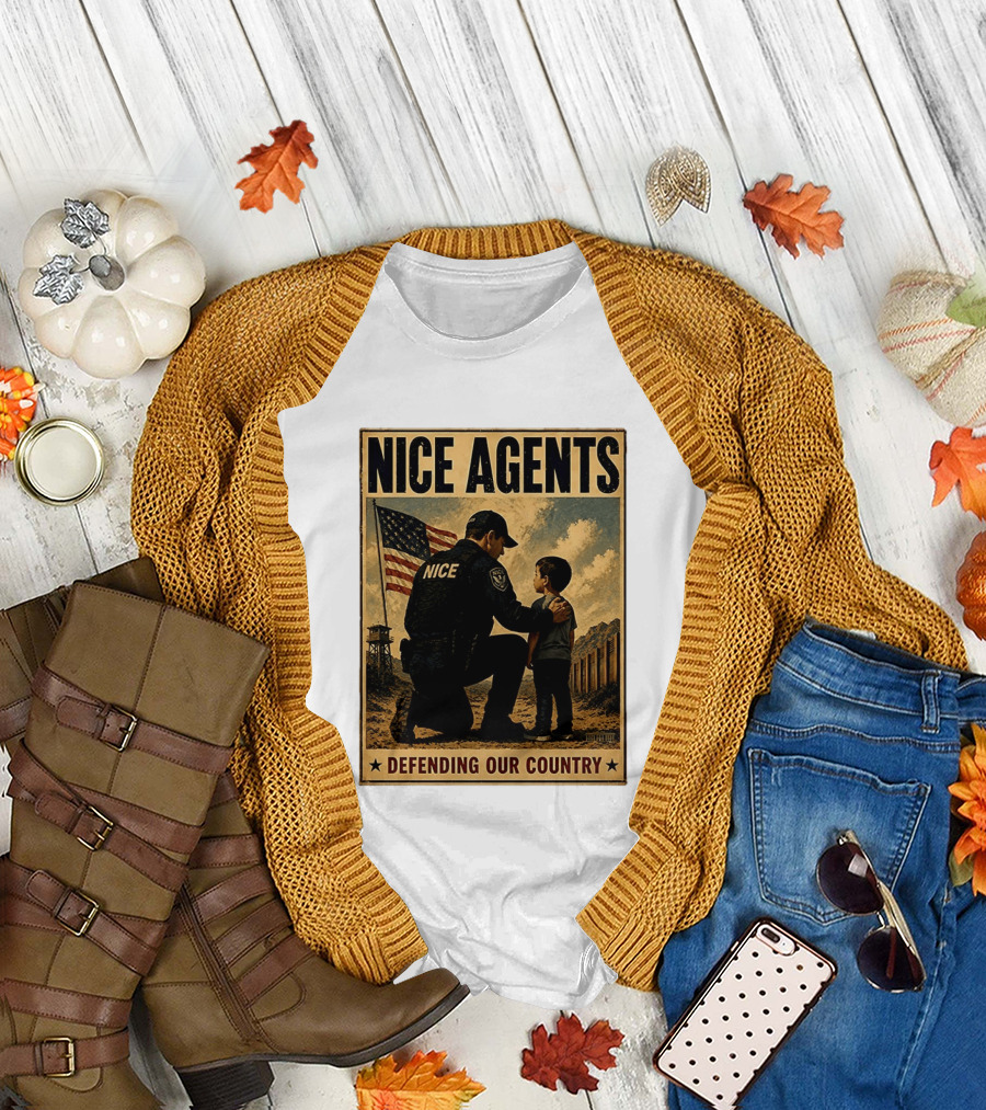 Nice Agents Defending Our Country Flag Patch Officer And Child T-Shirt