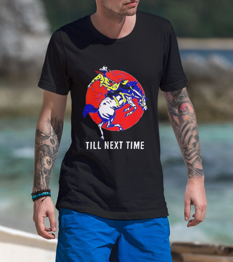 RJ Decker Till Next Time Rodeo Cowboy Riding Horse Iconic Red T-Shirt