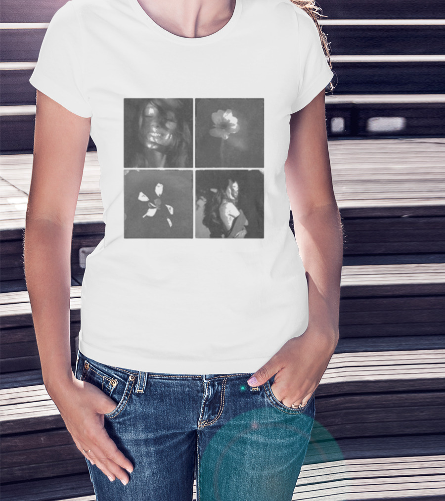 Ariana Grande Reflective Floral Portraits Petal Tile Photo T-Shirt
