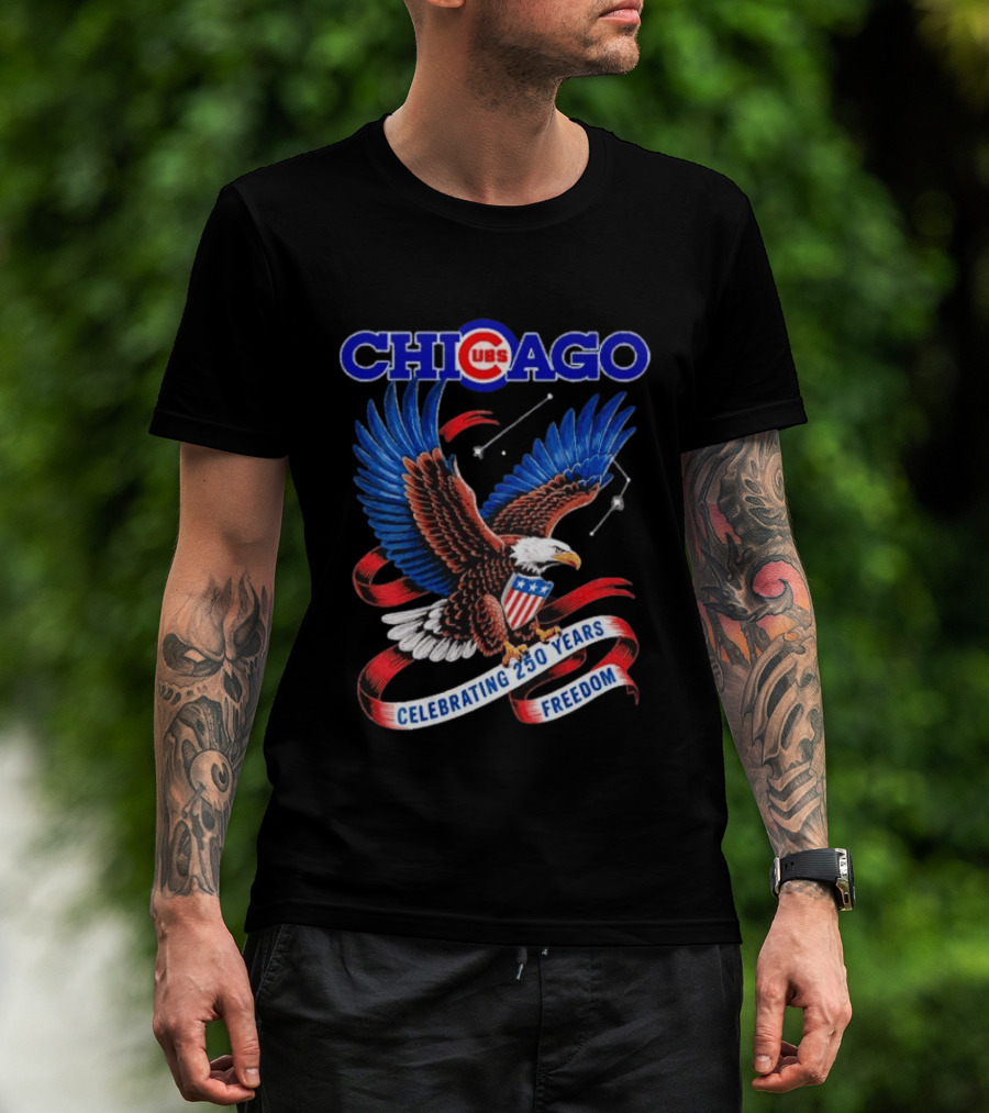 Chicago Cubs Bald Eagle Celebrating 250 Years Freedom T-Shirt