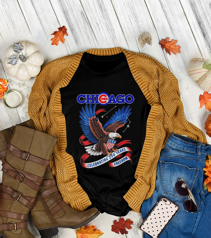 Chicago Cubs Bald Eagle Celebrating 250 Years Freedom T-Shirt