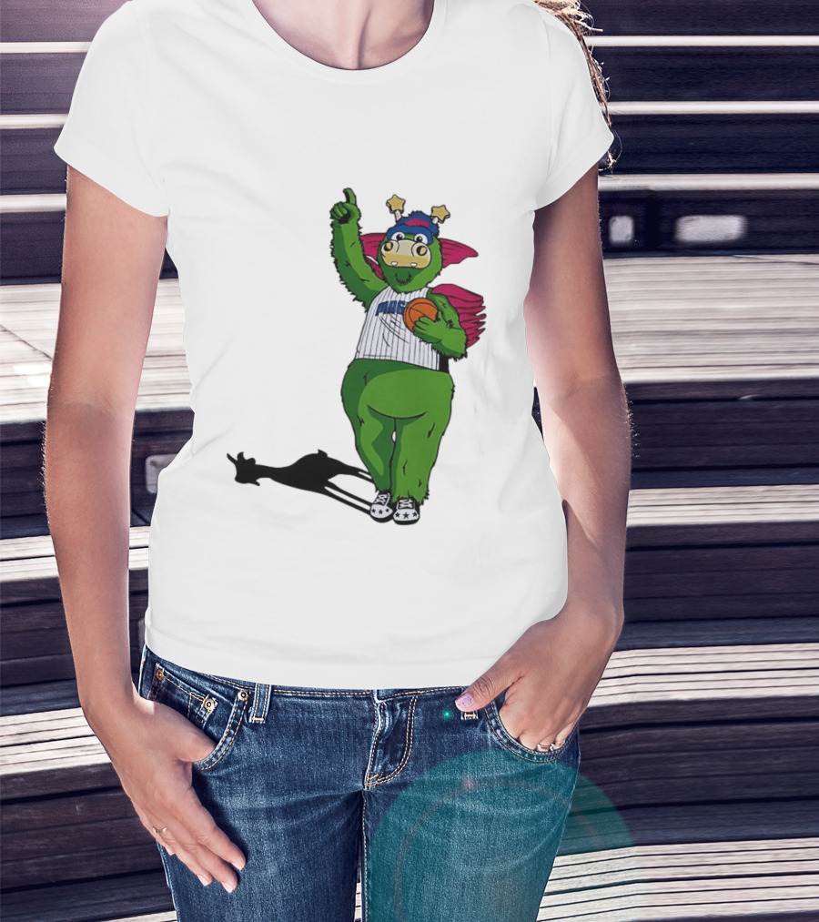 Orlando Magic Stuff Mascot In NBA Jersey Holding Basketball T-Shirt
