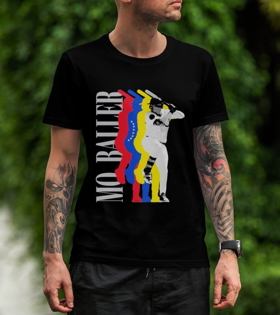 Mo Baller Venezuela Flag Baseball Batting Pose T-Shirt