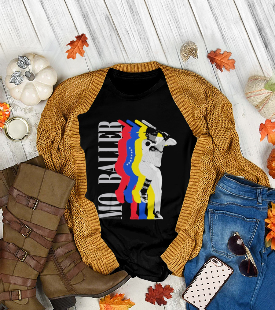 Mo Baller Venezuela Flag Baseball Batting Pose T-Shirt