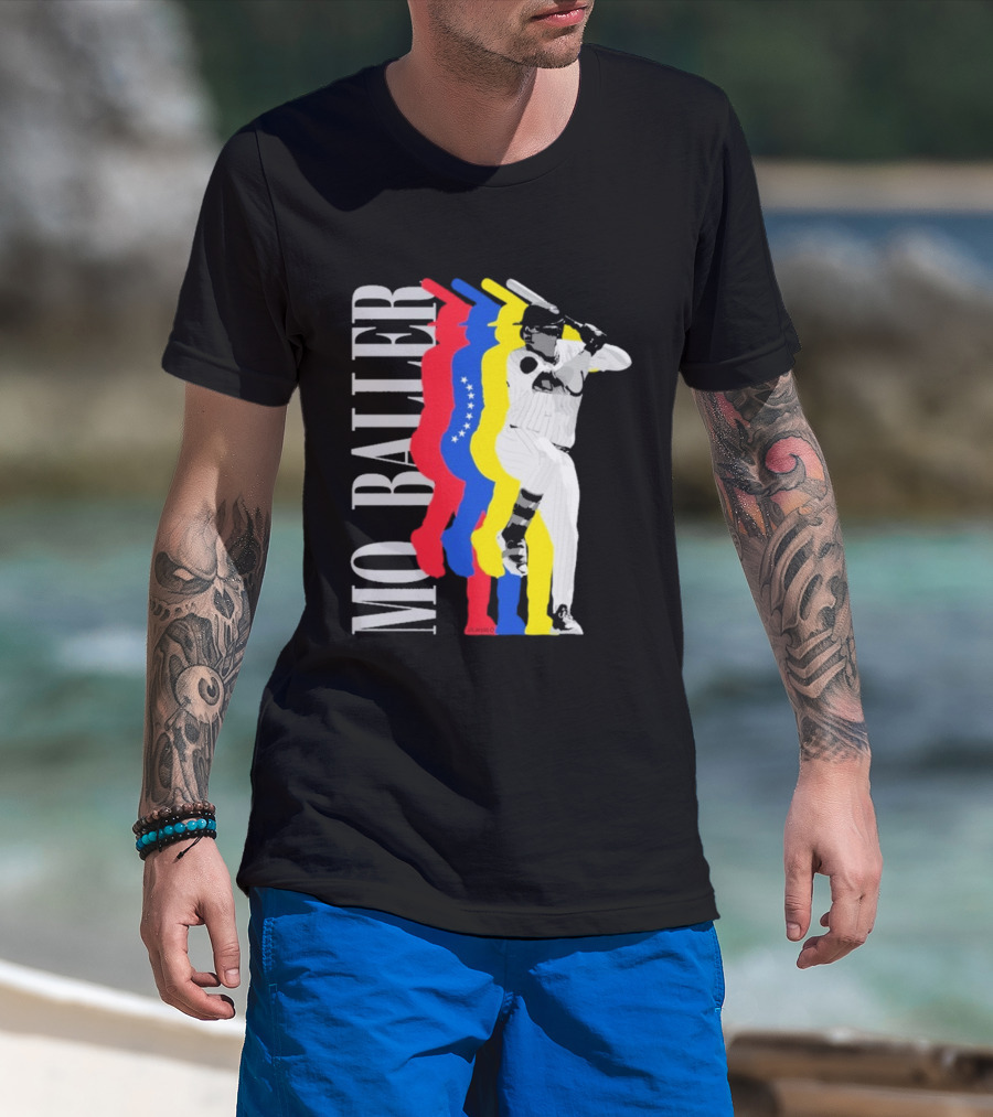 Mo Baller Venezuela Flag Baseball Batting Pose T-Shirt