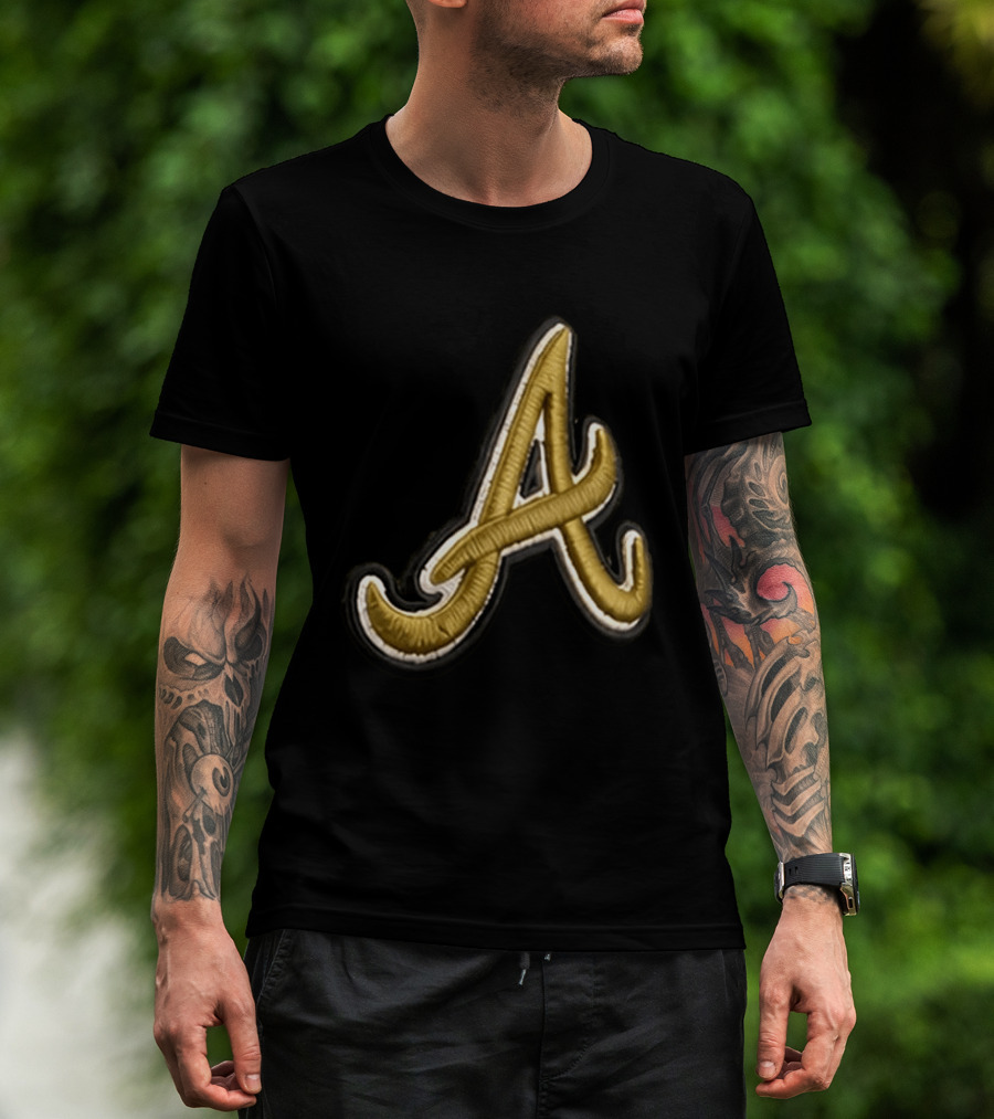 Atlanta Braves Armed Forces 2026 Hat Gold Embroidered A T-Shirt