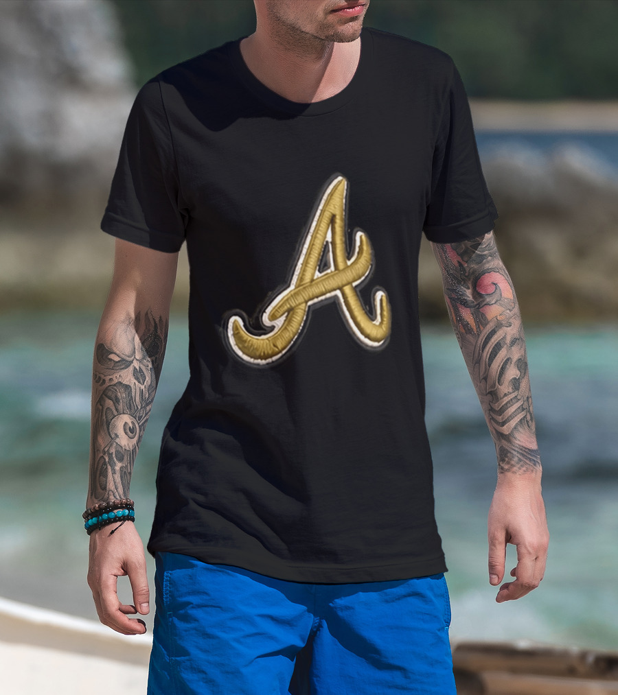 Atlanta Braves Armed Forces 2026 Hat Gold Embroidered A T-Shirt