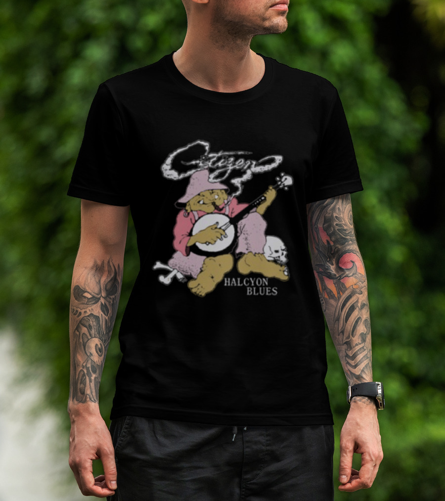 Citizen Halcyon Blues Smoking Gnome Banjo Player T-Shirt