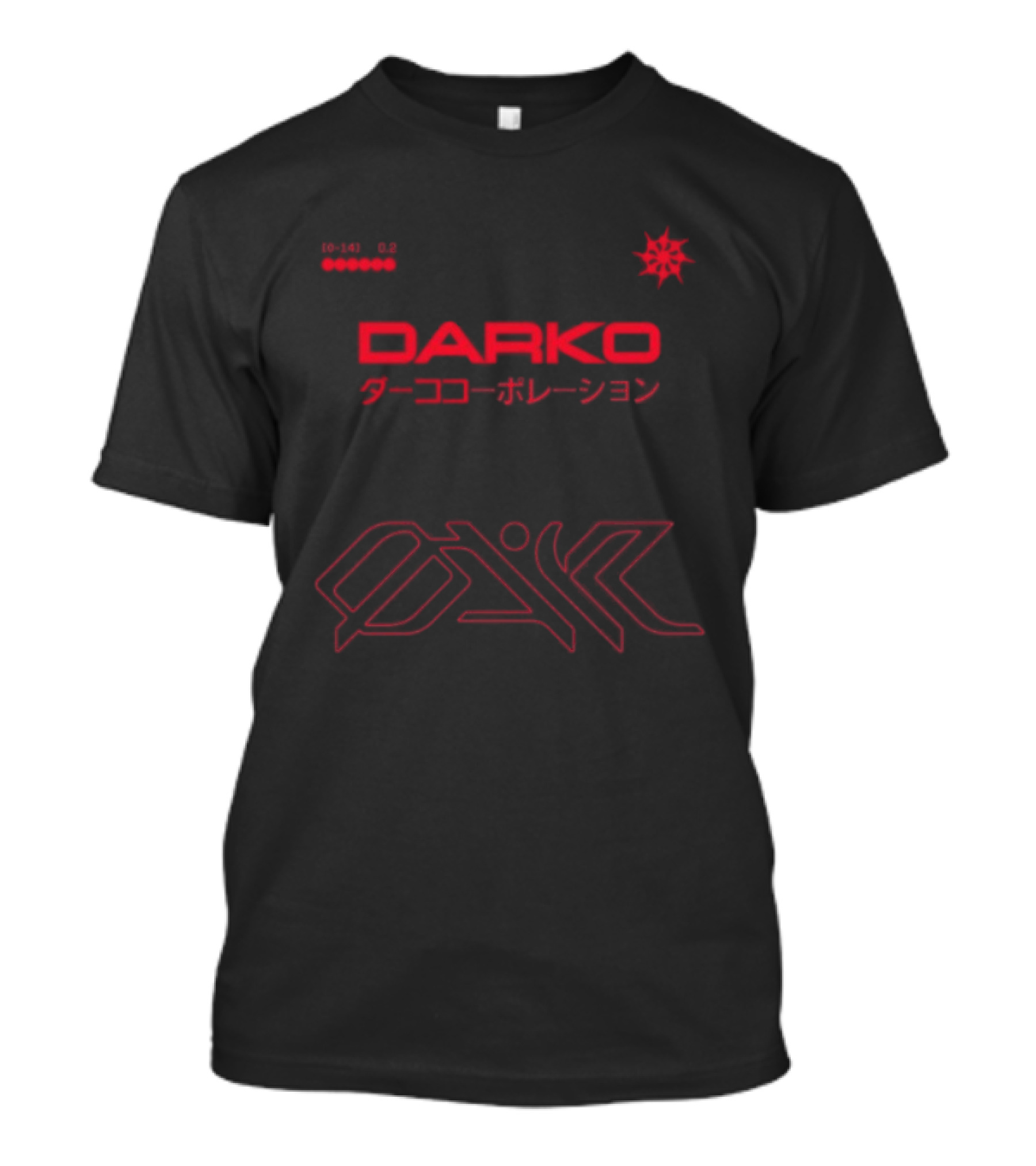 Darko Creative Dept Windbreaker Star Symbol Japanese Text Red And White T-Shirt