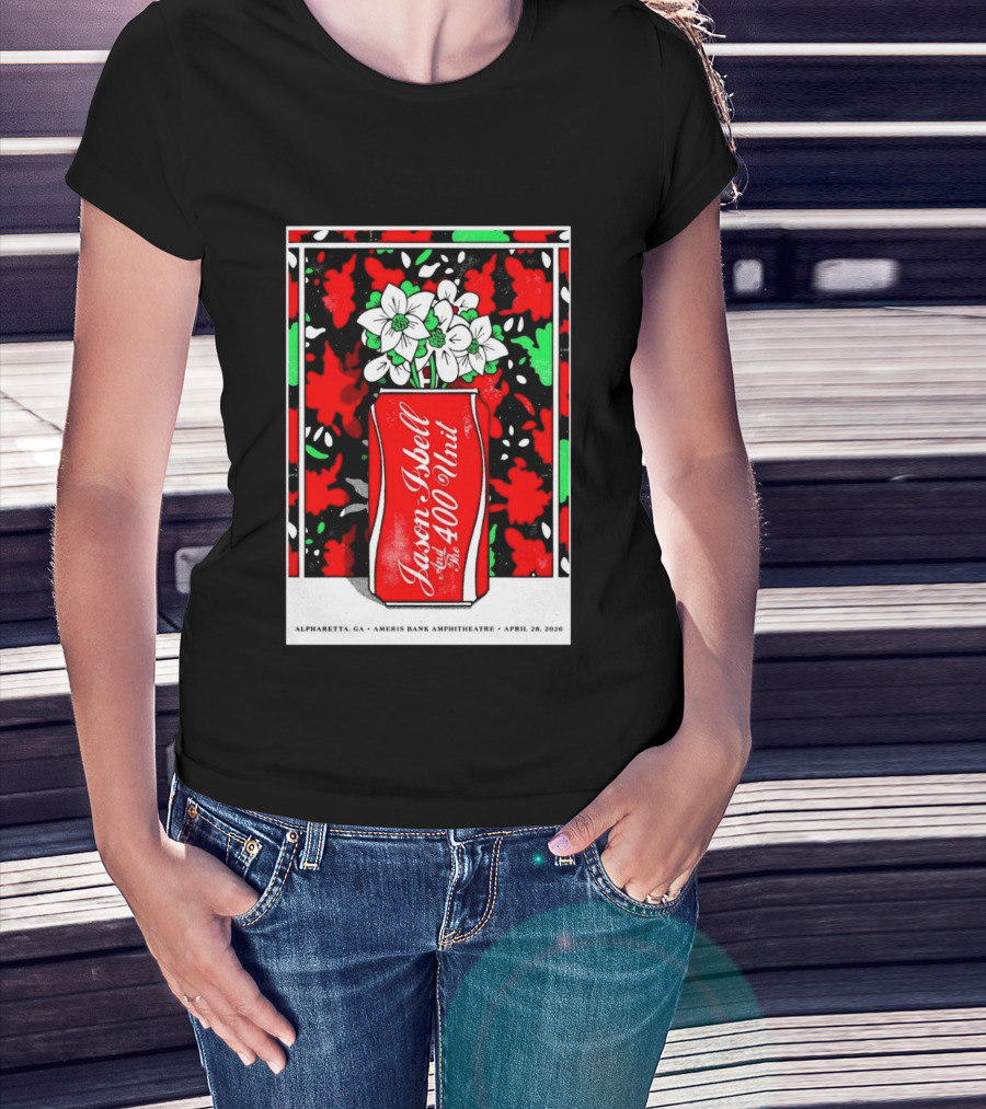 Jason Isbell And The 400 Unit Alpharetta GA Ameris Bank Amphitheatre April 28 2026 Floral Can T-Shirt