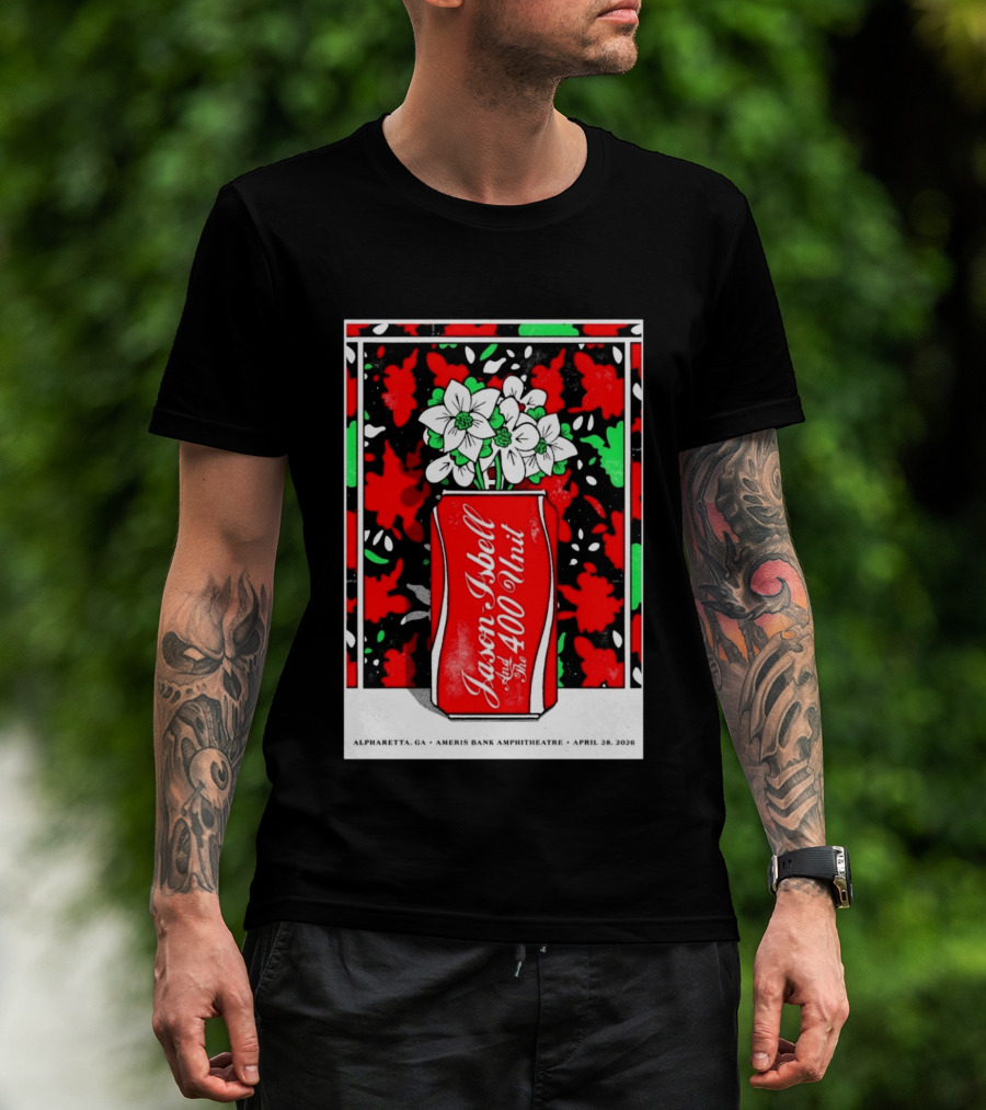 Jason Isbell And The 400 Unit Alpharetta GA Ameris Bank Amphitheatre April 28 2026 Floral Can T-Shirt