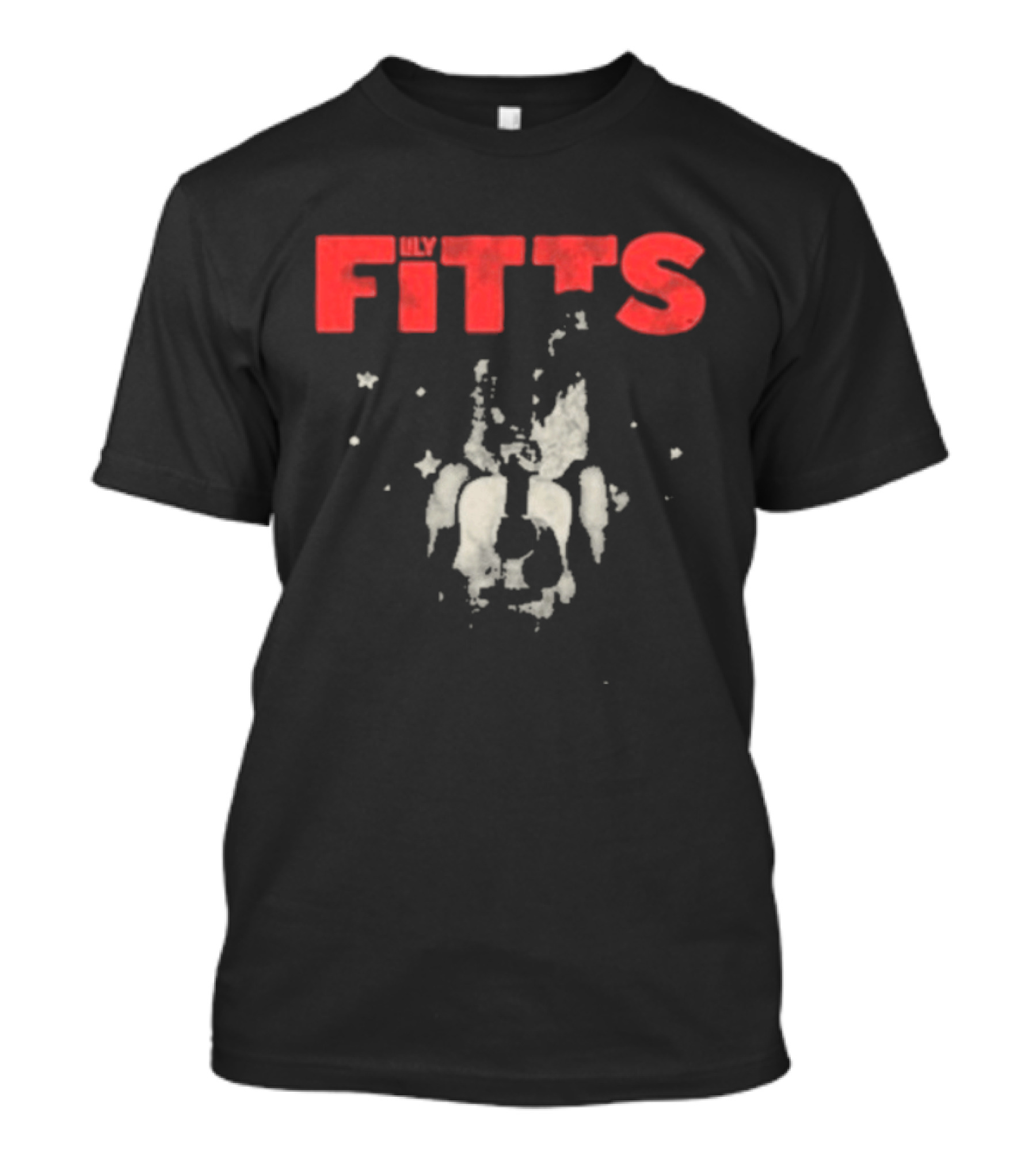 Lily Fitts Red Text With Abstract White Splash T-Shirt