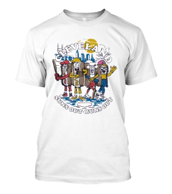 Cleveland Suns Out Buns Out Hotdog Race Cityscape T-Shirt