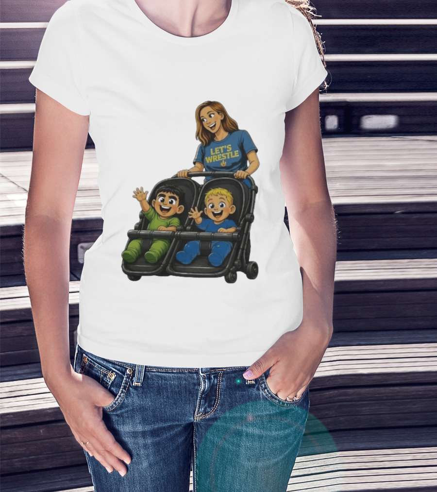 Pro Wrestling Tees Let's Wrestle Mother Lareesa Double Stroller Kids T-Shirt