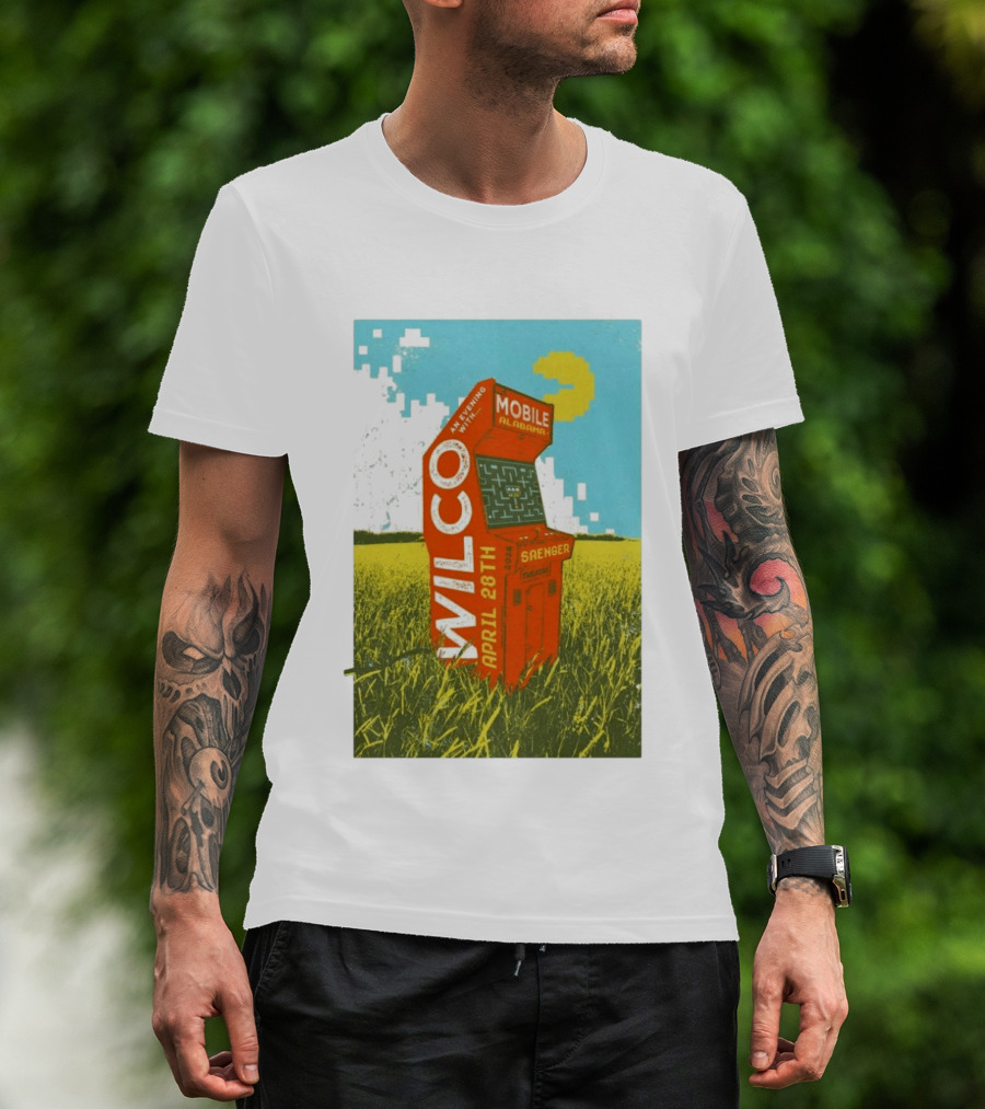 Wilco Saenger Mobile Alabama April 28th Arcade Retro Concert T-Shirt