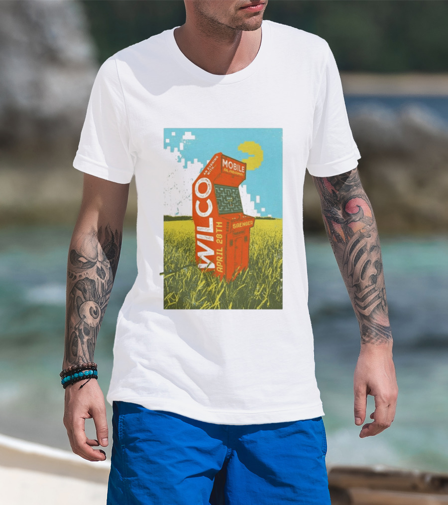Wilco Saenger Mobile Alabama April 28th Arcade Retro Concert T-Shirt