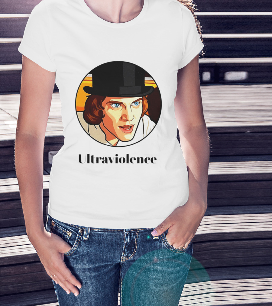 Alex DeLarge Ultraviolence Portrait Work Orange T-Shirt