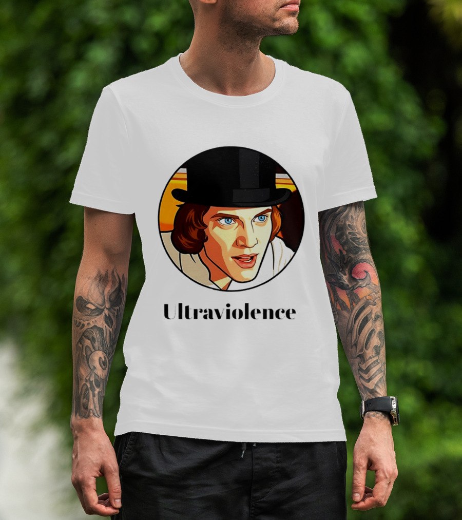 Alex DeLarge Ultraviolence Portrait Work Orange T-Shirt