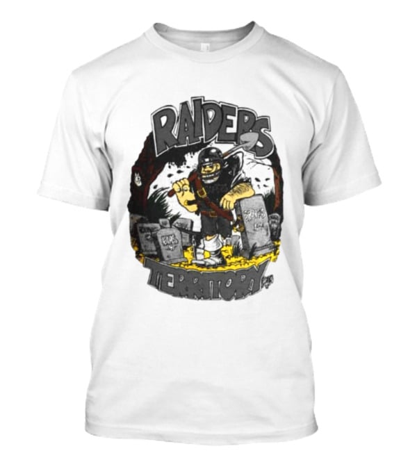 Raiders Territory Cartoon Character With Shovel And Tombstones T-Shirt