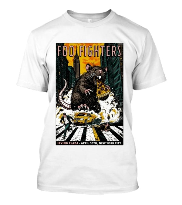 Foo Fighters NYC Irving Plaza April 30 2026 Giant Pizza Rat T-Shirt