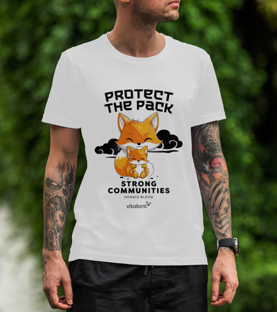 Protect The Pack Strong Communities Donate Blood Vitalant Fox Family T-Shirt