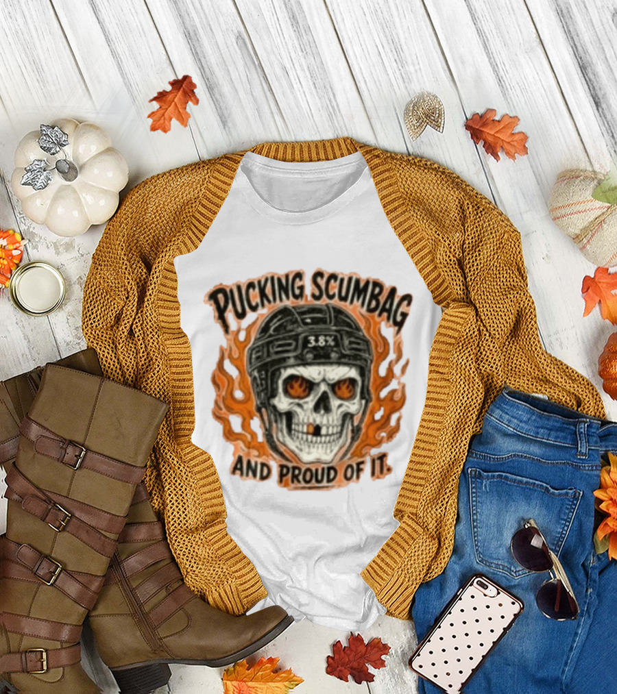 Pucking Scumbag Skull Helmet Flames Proud 38% T-Shirt