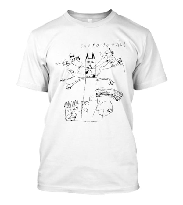 Say No To Evil Cat Multi Armed Creature Drawing Sketch T-Shirt