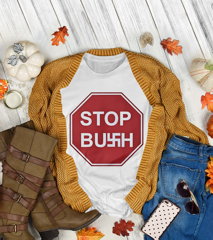 STOP BUSH Swastika Sign Octagon T-Shirt