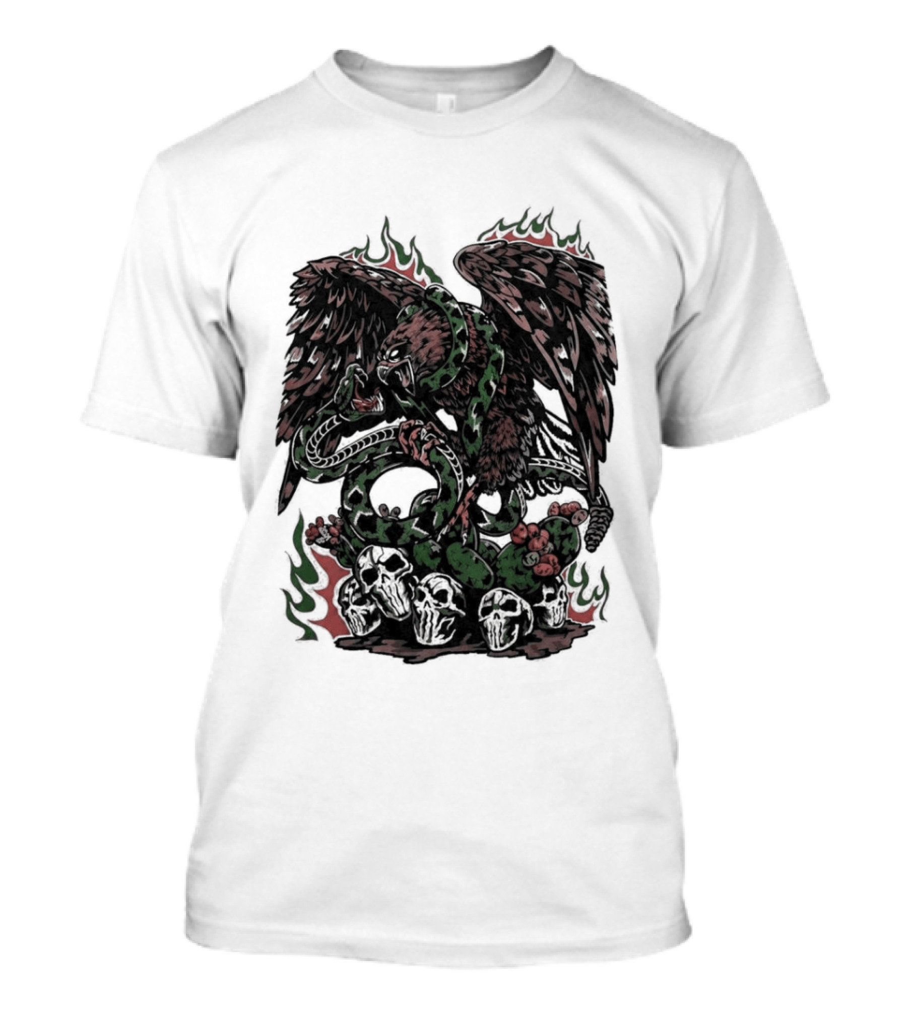 Warren Lotas Mexico Eagle Snake Cactus Flames T-Shirt