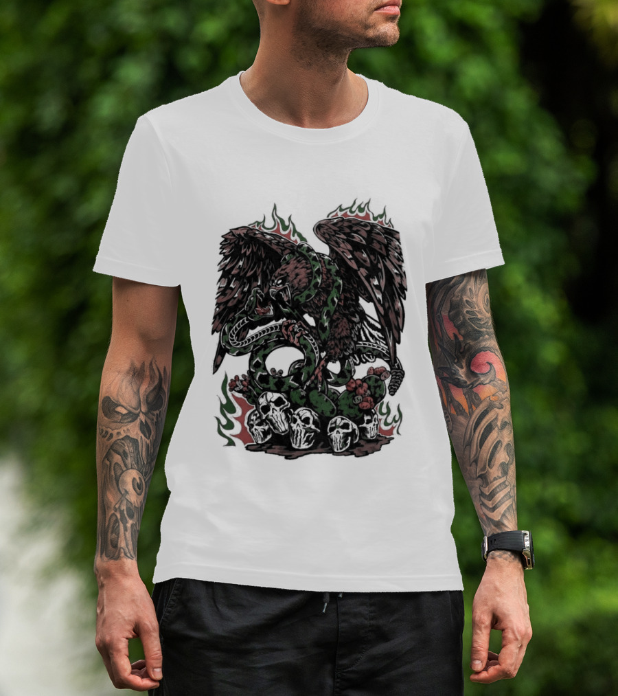 Warren Lotas Mexico Eagle Snake Cactus Flames T-Shirt