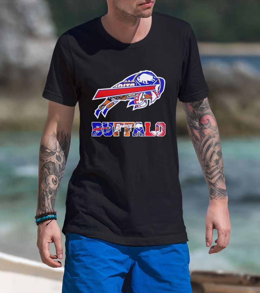 Buffalo Bills Sabres Braves Bandits Bisons Sports Teams Mashup T-Shirt