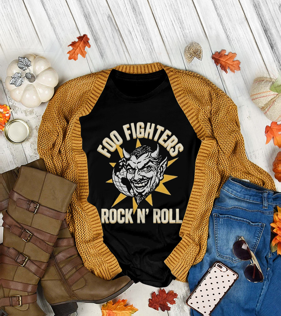 Foo Fighters Smiling Satan Rock N' Roll Sunburst T-Shirt