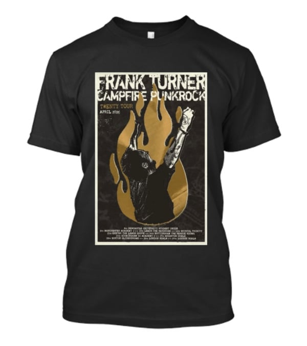Frank Turner Campfire Punkrock Twenty Tour April 2026 Manchester Leeds Bristol Exeter Nottingham Birmingham Brighton Boston London T-Shirt