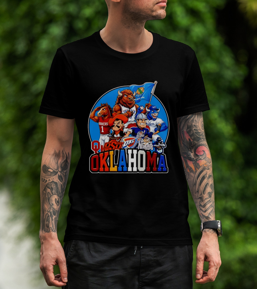 Oklahoma Sooners OSU OKC Thunder Drillers Oilers Mascots Collection T-Shirt