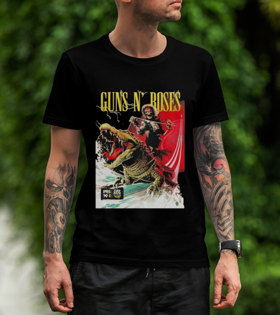 Guns N' Roses F1 Miami Grand Prix Florida 2026 Skeleton Rides Crocodile Hard Rock Live April 30 T-Shirt