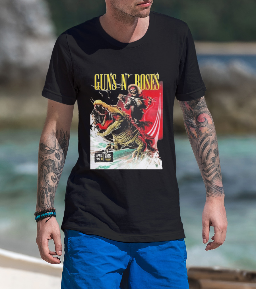 Guns N' Roses F1 Miami Grand Prix Florida 2026 Skeleton Rides Crocodile Hard Rock Live April 30 T-Shirt