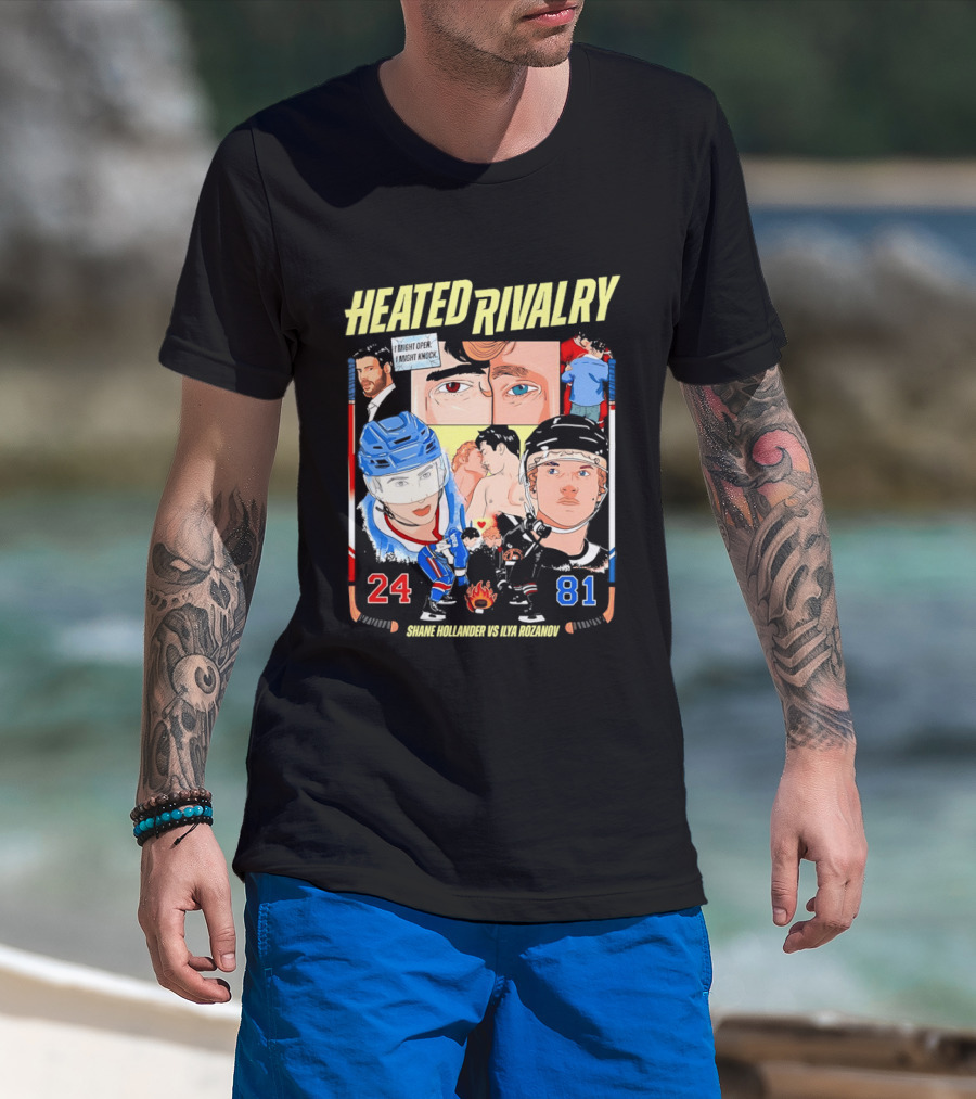 Heated Rivalry Ilya Rozanov 81 Vs Shane Hollander 24 Hockey Battle T-Shirt