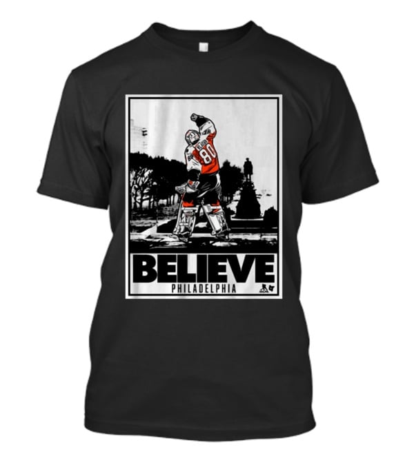Dan Vladar 80 Jersey Believe Philadelphia Statue Hockey Scene T-Shirt