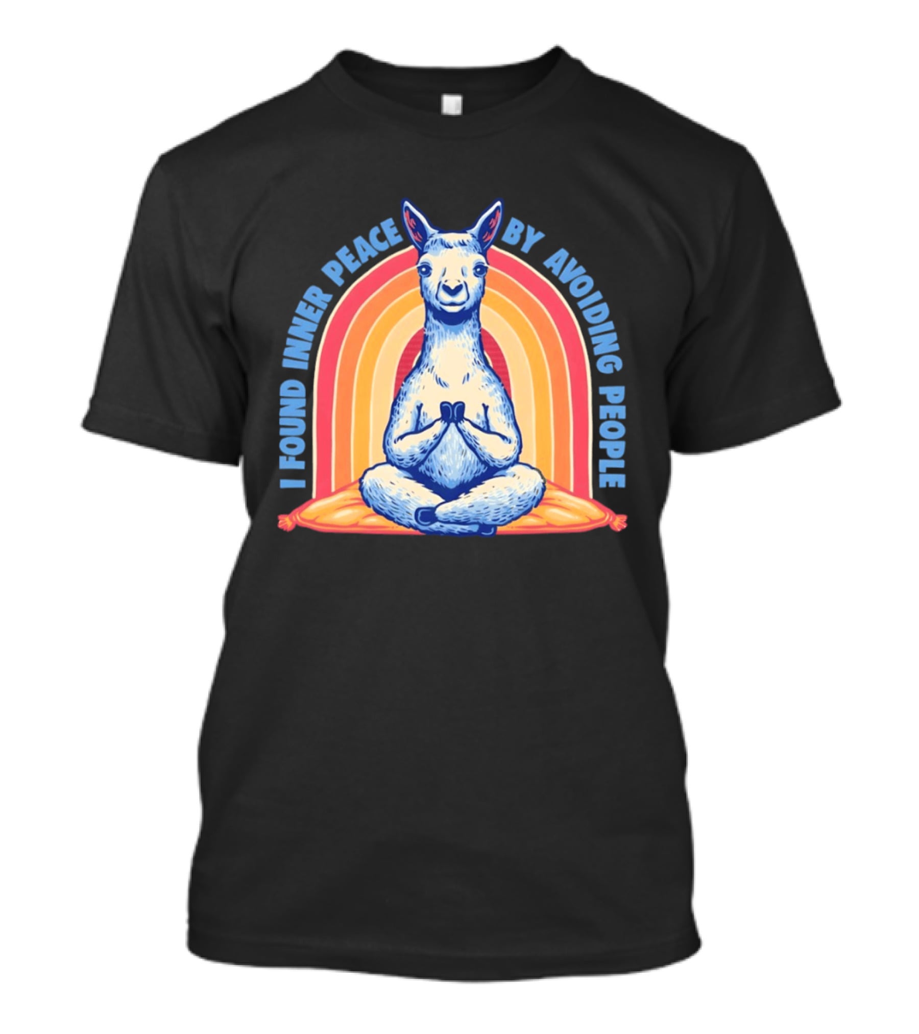I Found Inner Peace By Avoiding People Meditating Llama Rainbow T-Shirt