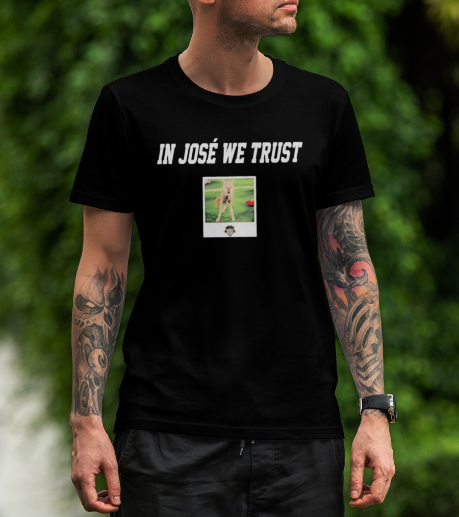 In JosÉ We Trust Circle C Coyote Image T-Shirt