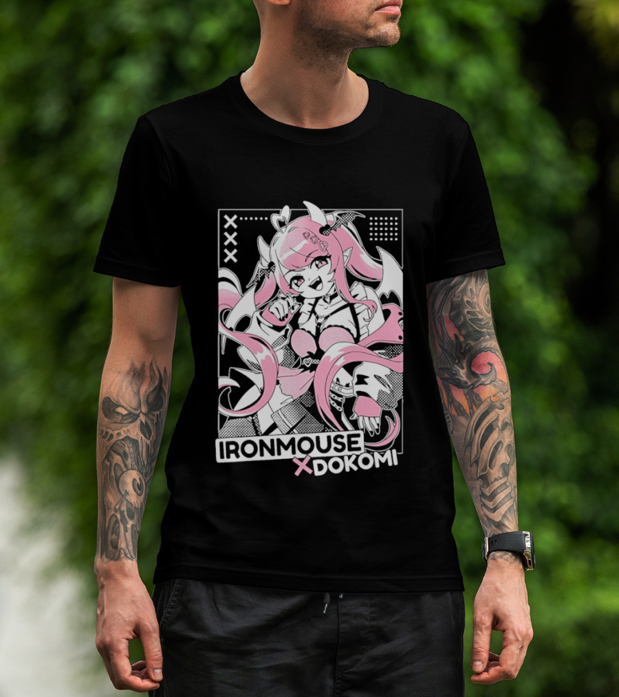 Ironmouse X Dokomi Exclusive Anime Pink Aesthetic T-Shirt