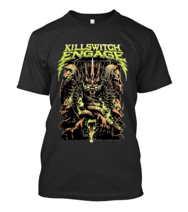 Killswitch Engage Skullcrown Spiked Skull With Green Flames T-Shirt