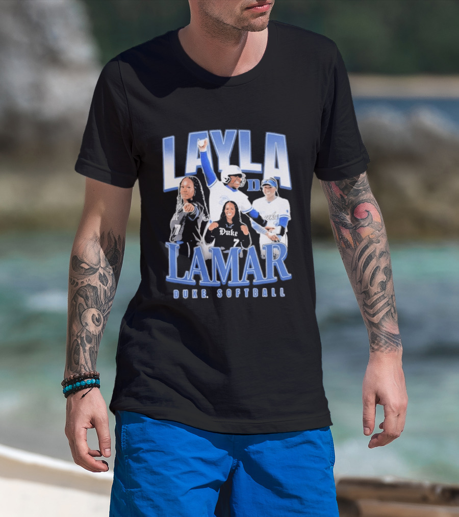 Layla Lamar Duke Blue Devils Softball 90s Baseball Team Celebration T-Shirt