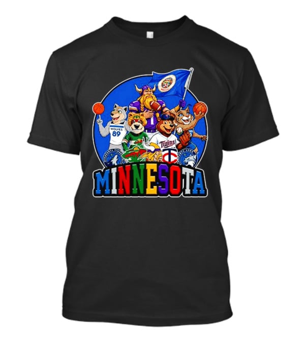 Minnesota Sports Team Characters Vikings Wolves Twins Wild Logos T-Shirt