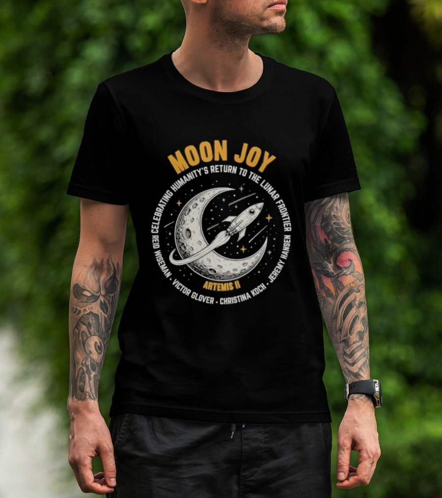 Moon Joy Celebrating Humanity's Return Lunar Frontier Artemis II Rocket Adventure T-Shirt
