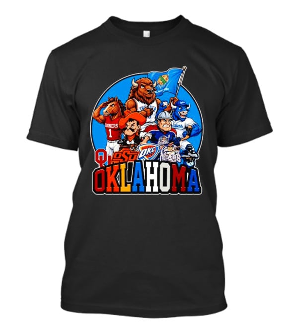 Oklahoma Sooners Cowboys Thunder Oilers Mascot Collage T-Shirt